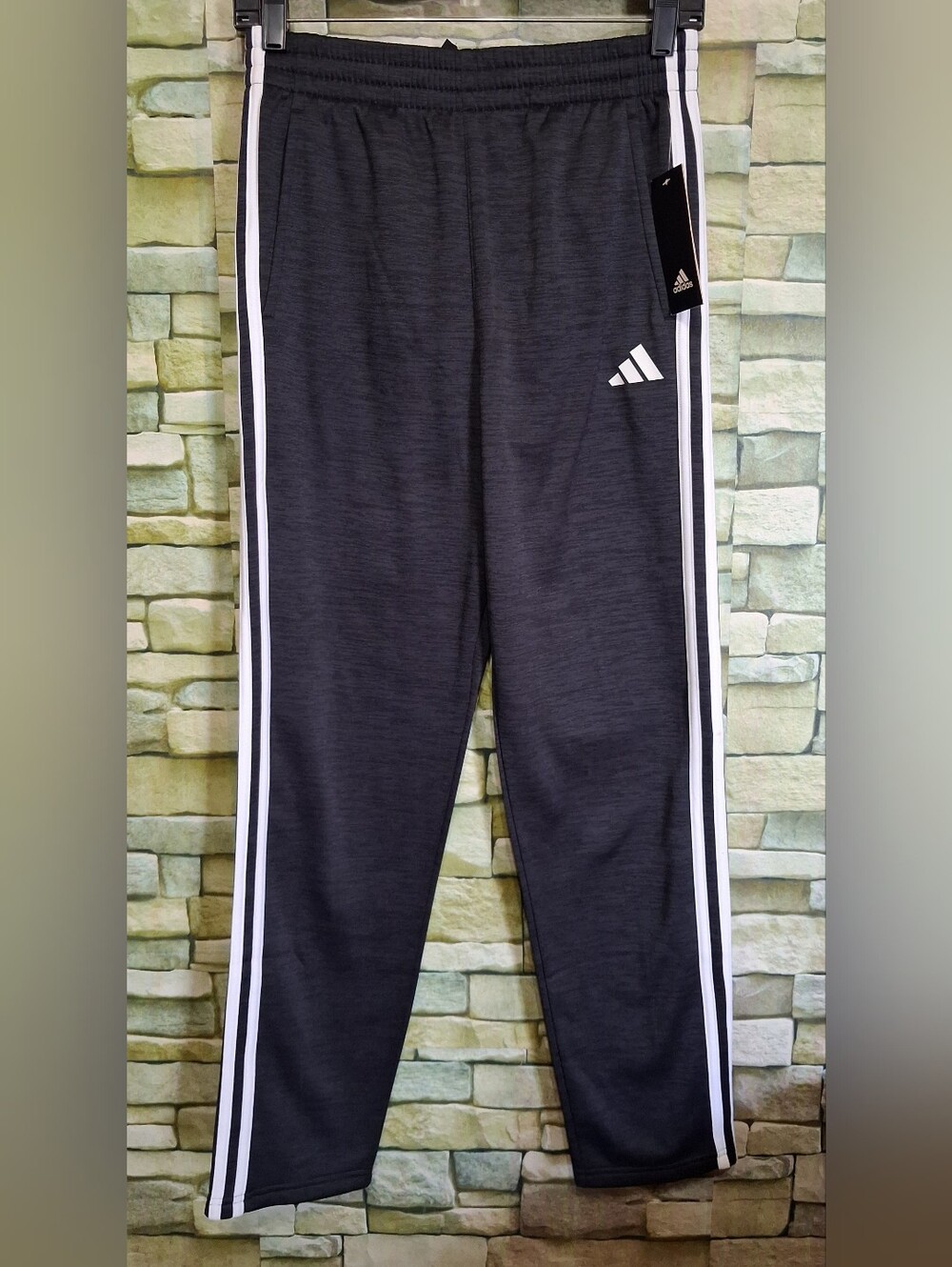 Adidas Black with White Stripe Kids Boys Large Sweatpants Joggers